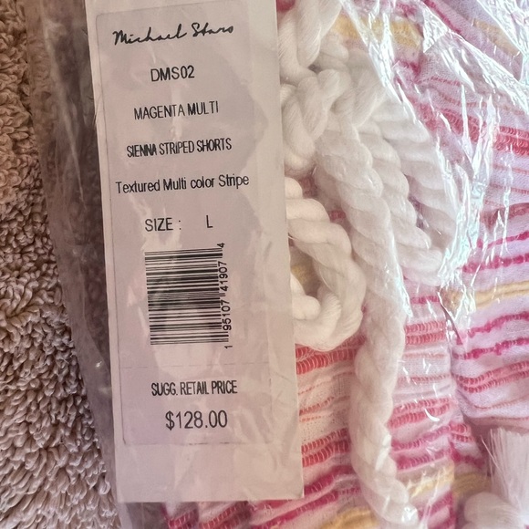 NWT Michael Stars Sienna stripe shorts magenta multi color textured size Large - Picture 2 of 4